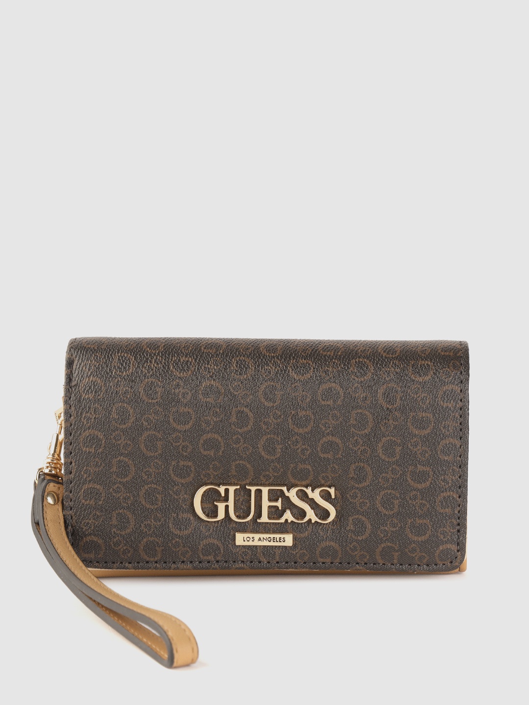 

GUESS Women Brown Brand Logo Print Two Fold Wallet