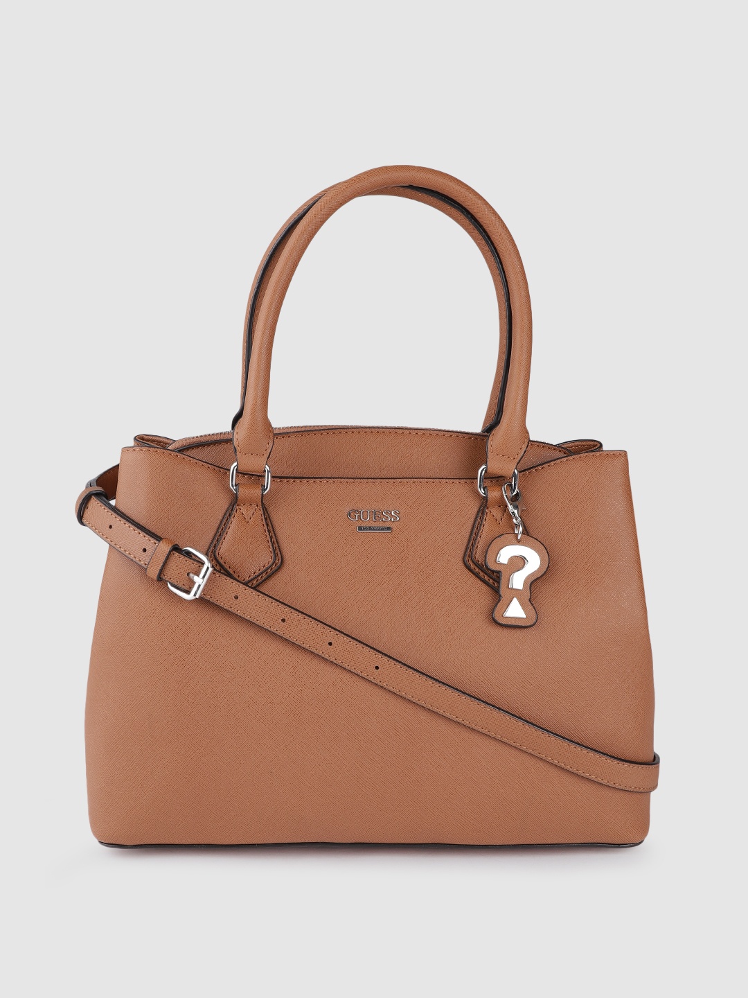 

GUESS Tan Brown Solid Handheld Bag