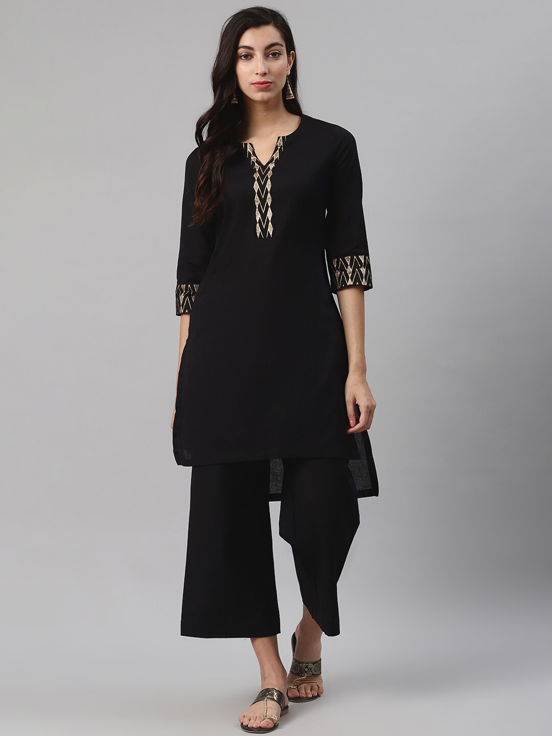 

Biba Women Black Solid Kurta with Palazzos