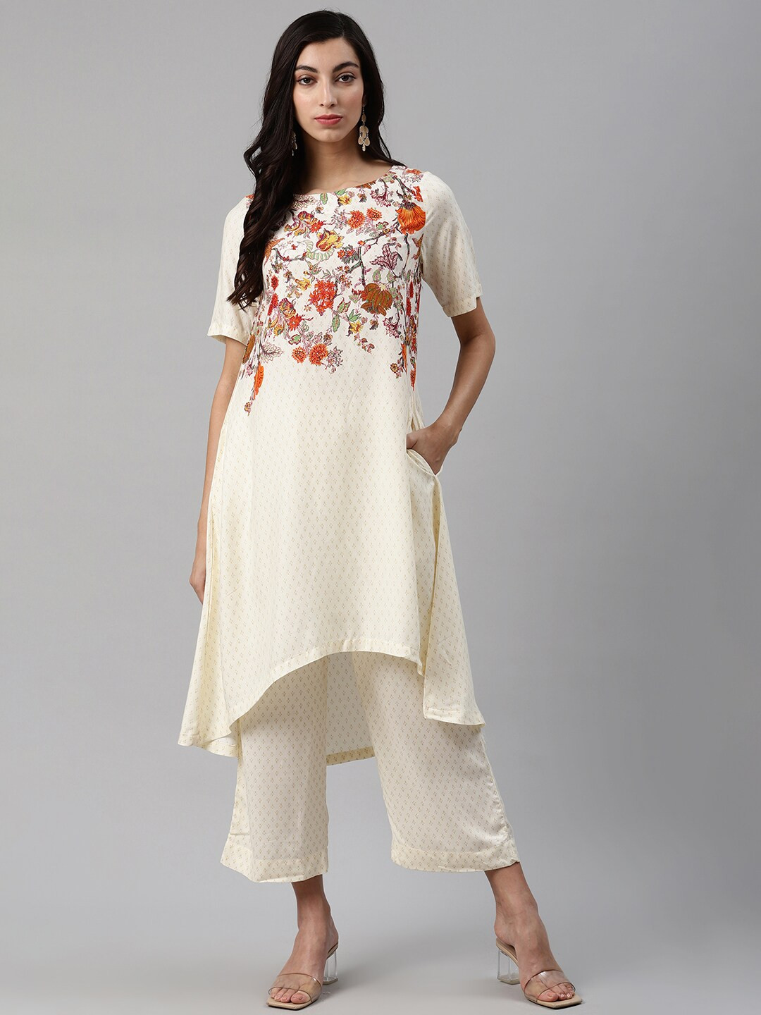 

Biba Women Off-White Printed Kurta with Palazzos