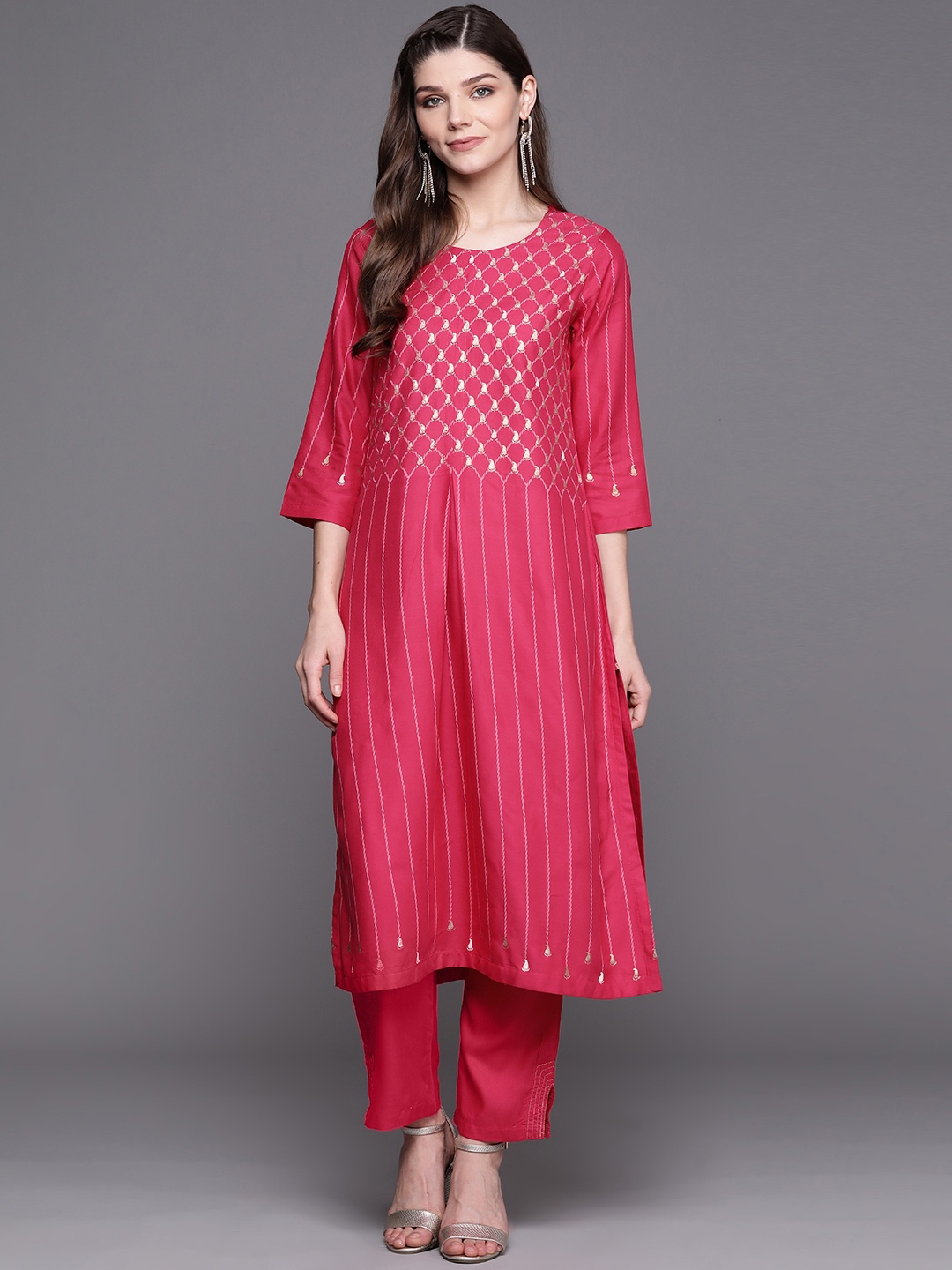 

Biba Women Magenta Printed Kurta with Trousers