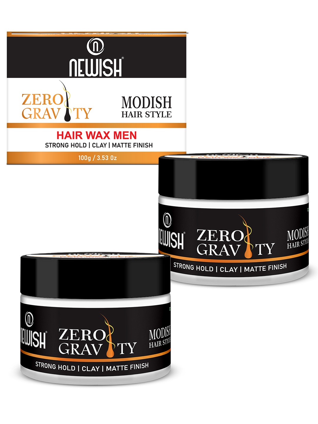 

NEWISH Men Set of 2 Zero Gravity Clay Strong Hold Hair Wax, White