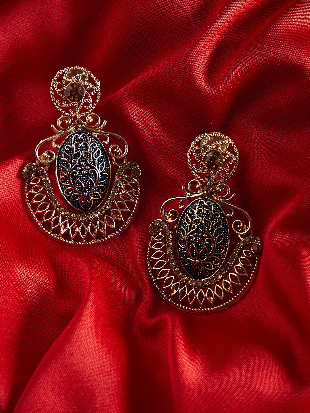 

PANASH Blue Gold-Plated Contemporary Drop Earrings