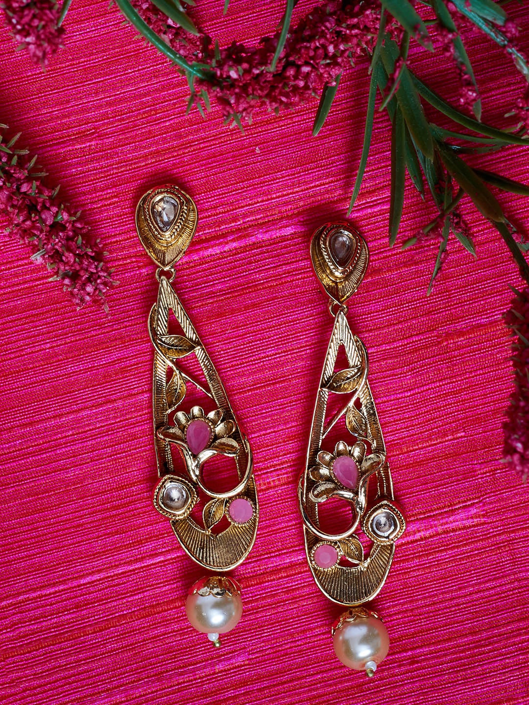 

PANASH Gold-Toned Floral Drop Earrings