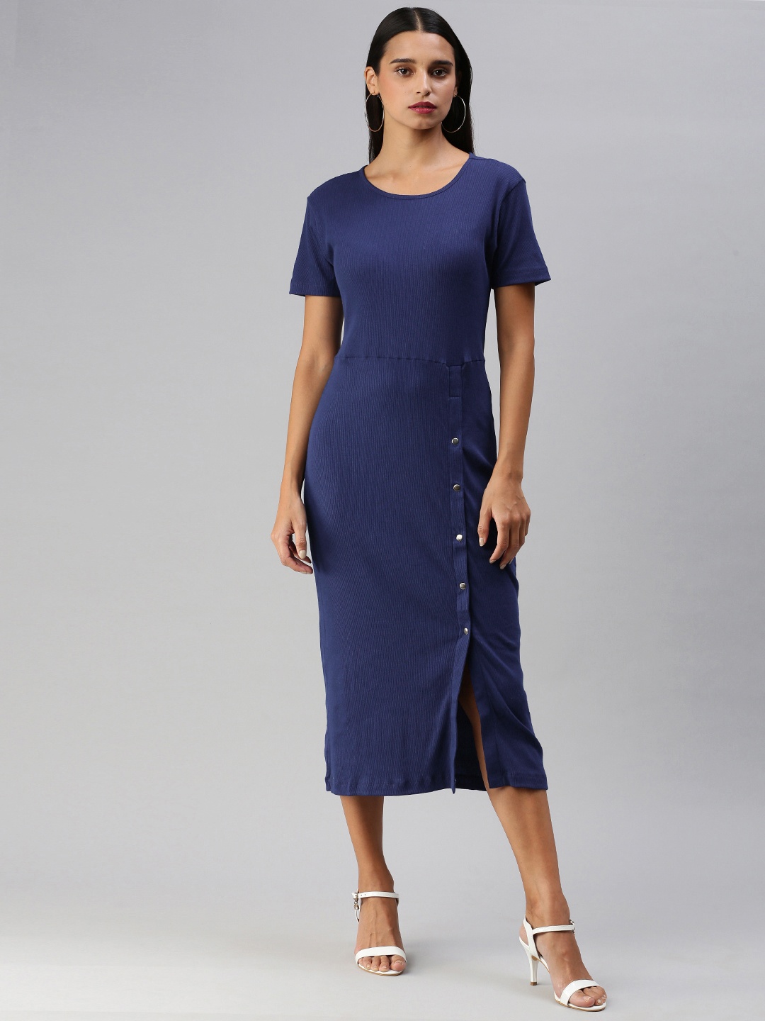 

HERE&NOW Women Navy Blue Sheath Dress