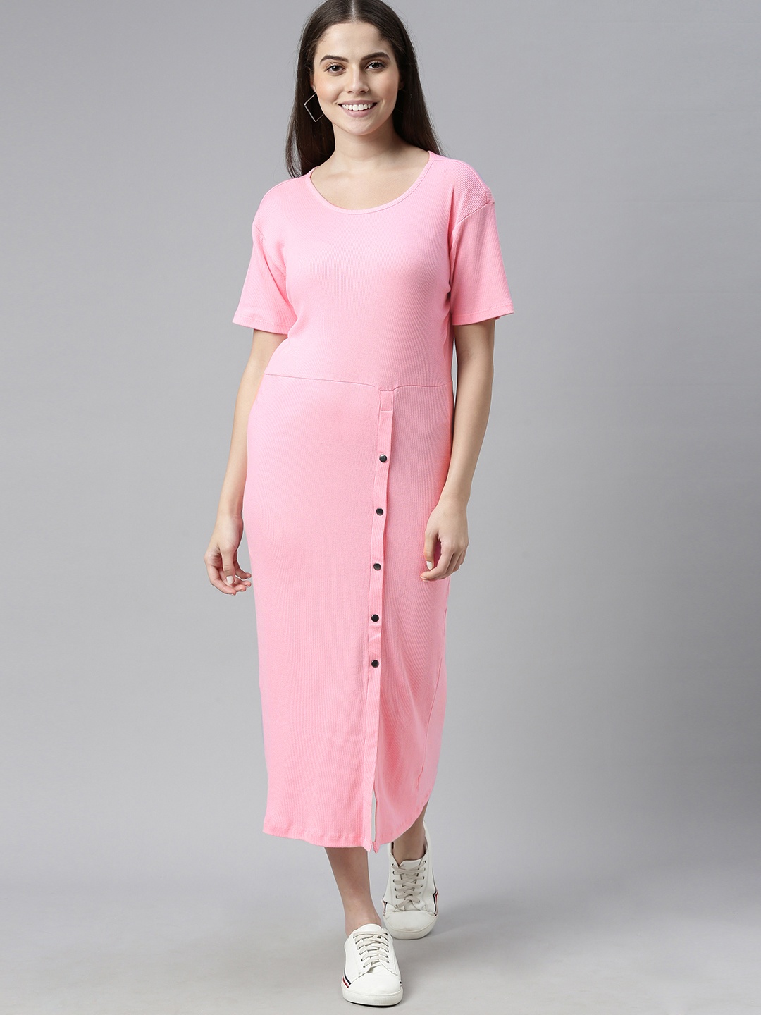 

HERE&NOW Pink Sheath Midi Dress