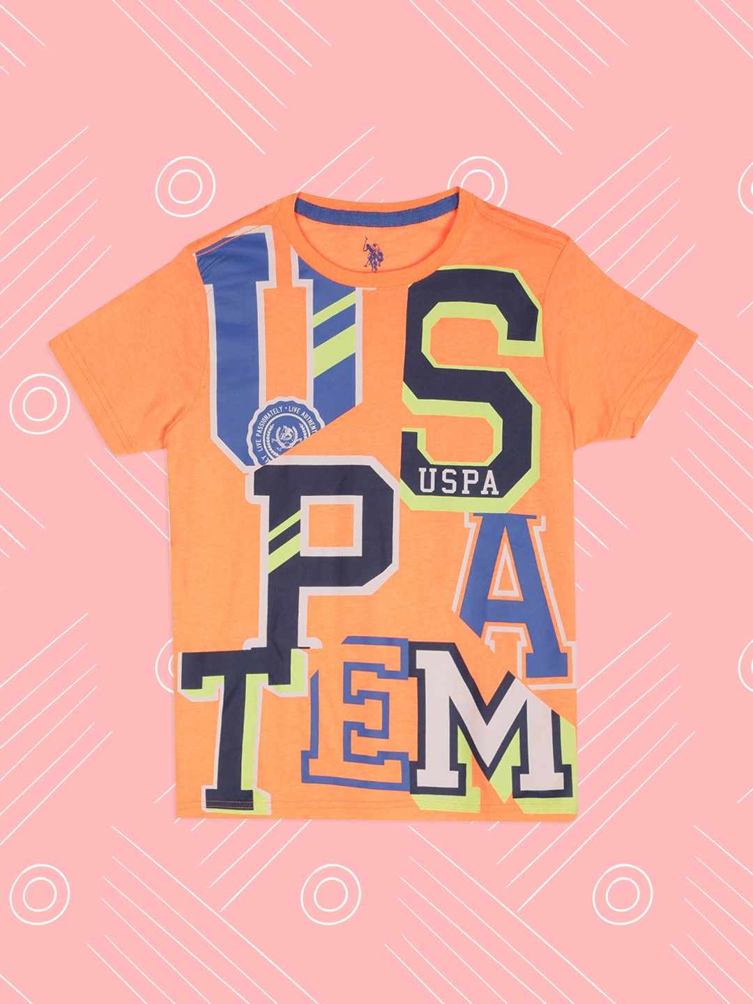

U.S. Polo Assn. Kids Boys Orange Printed Round Neck T-shirt