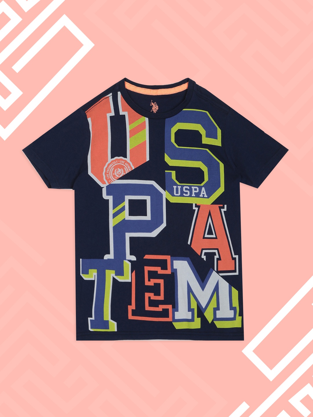 

U.S. Polo Assn. Kids Boys Blue Printed Round Neck T-shirt