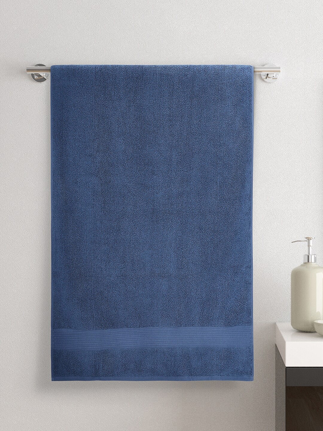 

Living scapes by Pantaloons Unisex Blue Solid 550 GSM Cotton Bath Towel