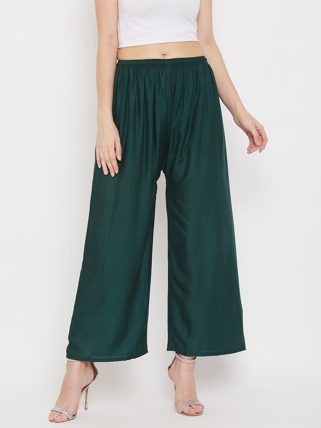 Clora Creation Women Green Knitted Palazzos