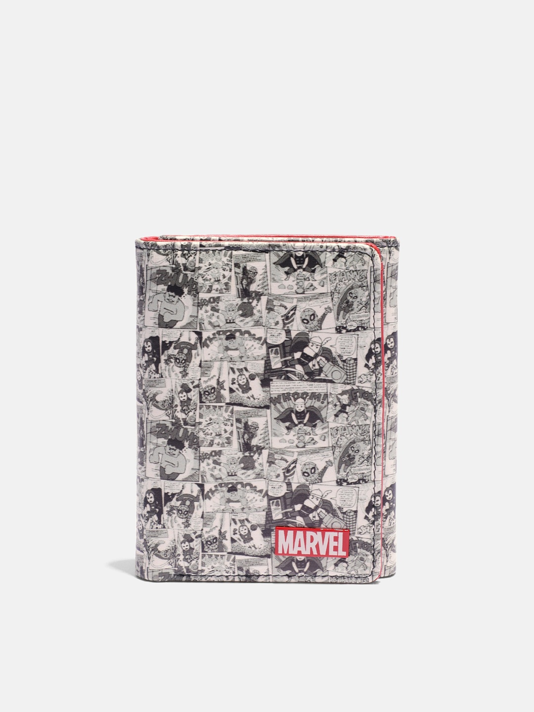 

Kook N Keech Marvel Men Off-White & Grey Printed Three Fold Wallet