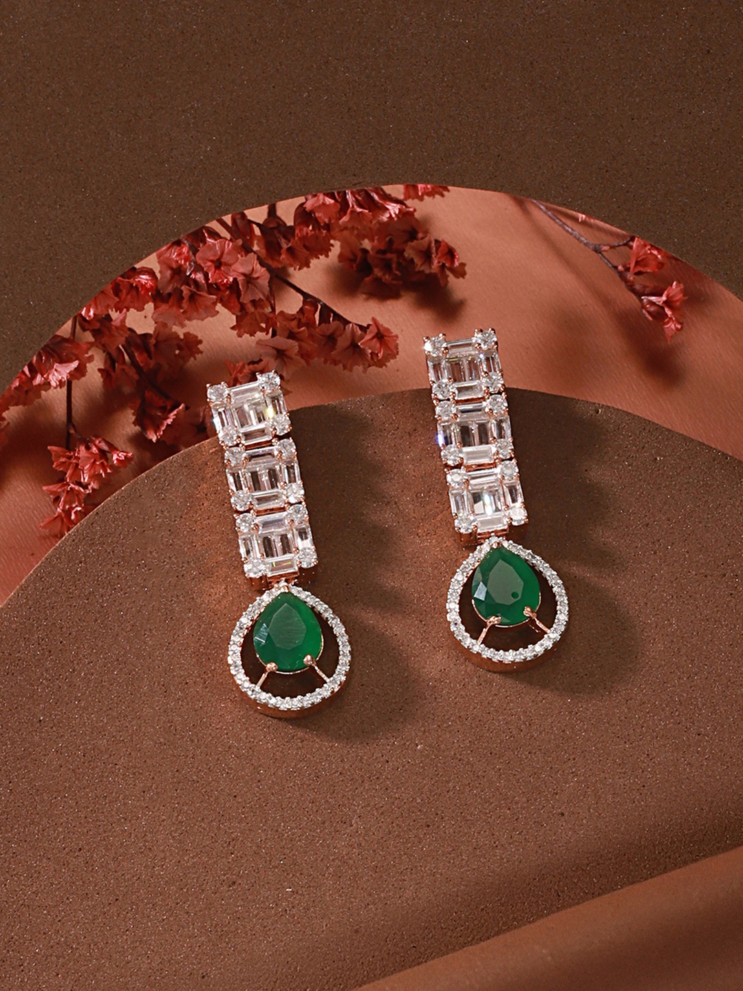 

Saraf RS Jewellery Green Contemporary Drop Earrings