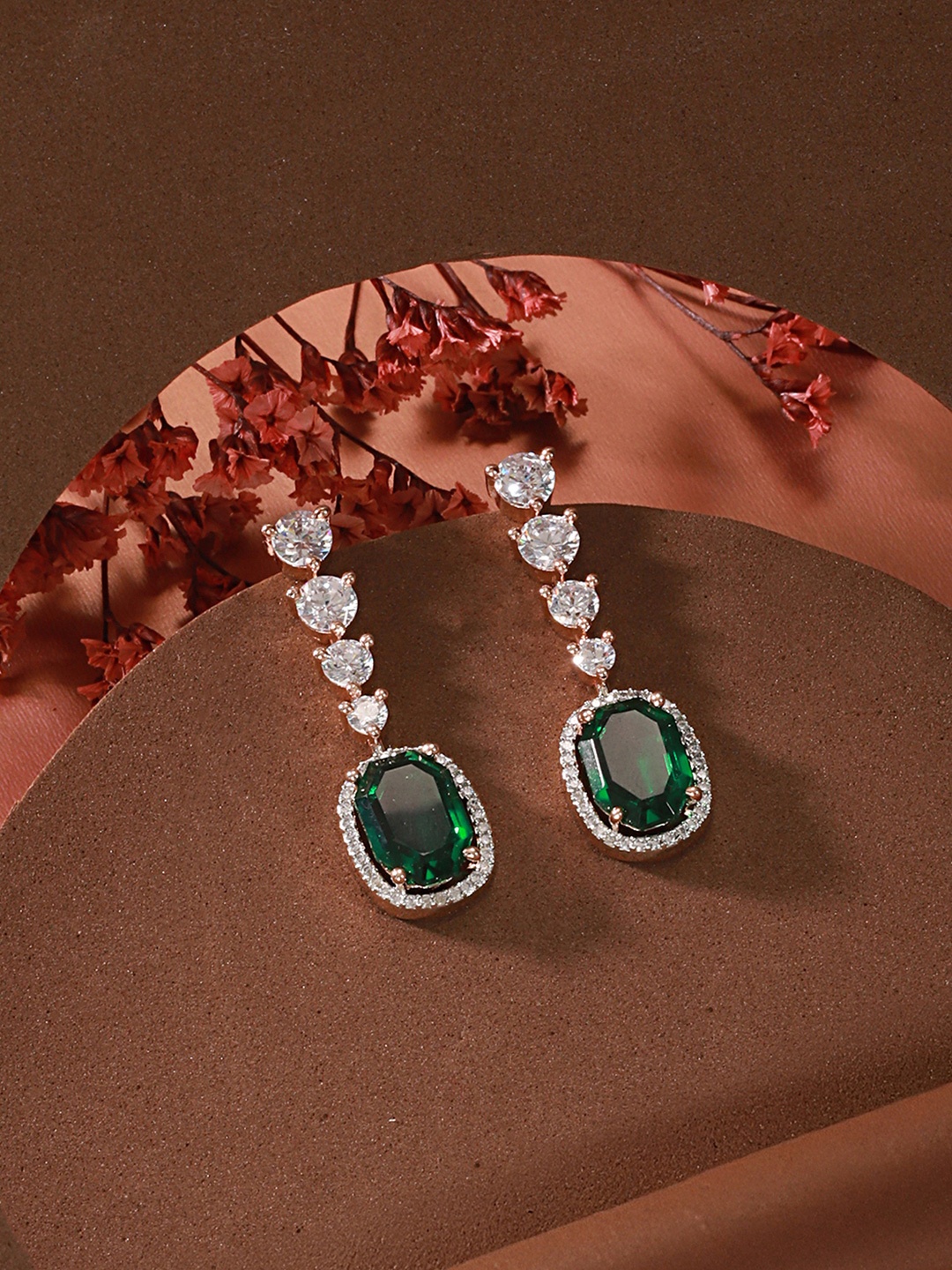 

Saraf RS Jewellery Green Contemporary Drop Earrings