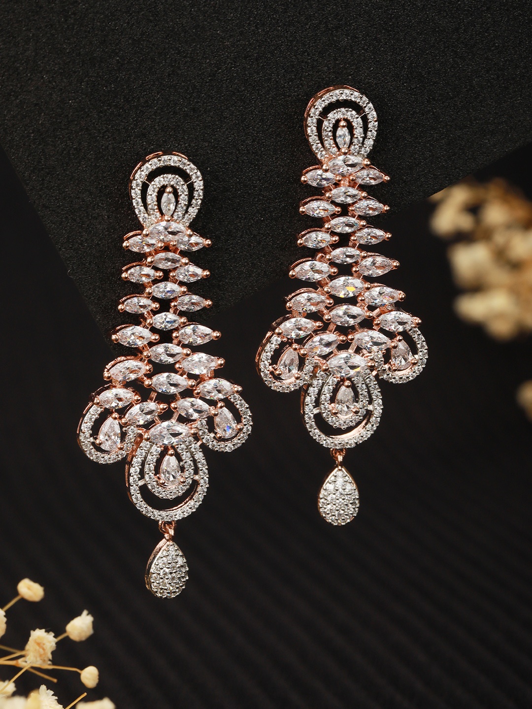 

Saraf RS Jewellery White Contemporary Drop Earrings