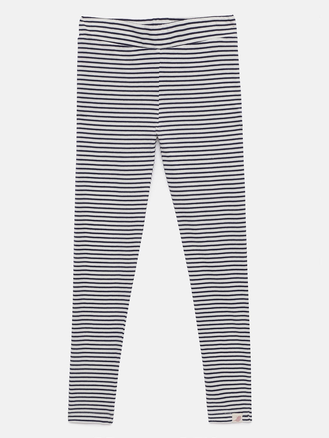 

SOFIE & SAM Girls Blue & White Striped Ankle-Length Organic Cotton Leggings