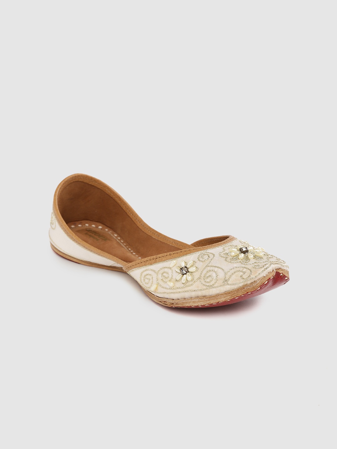 

Anouk Women Off-White Embellished Mojaris