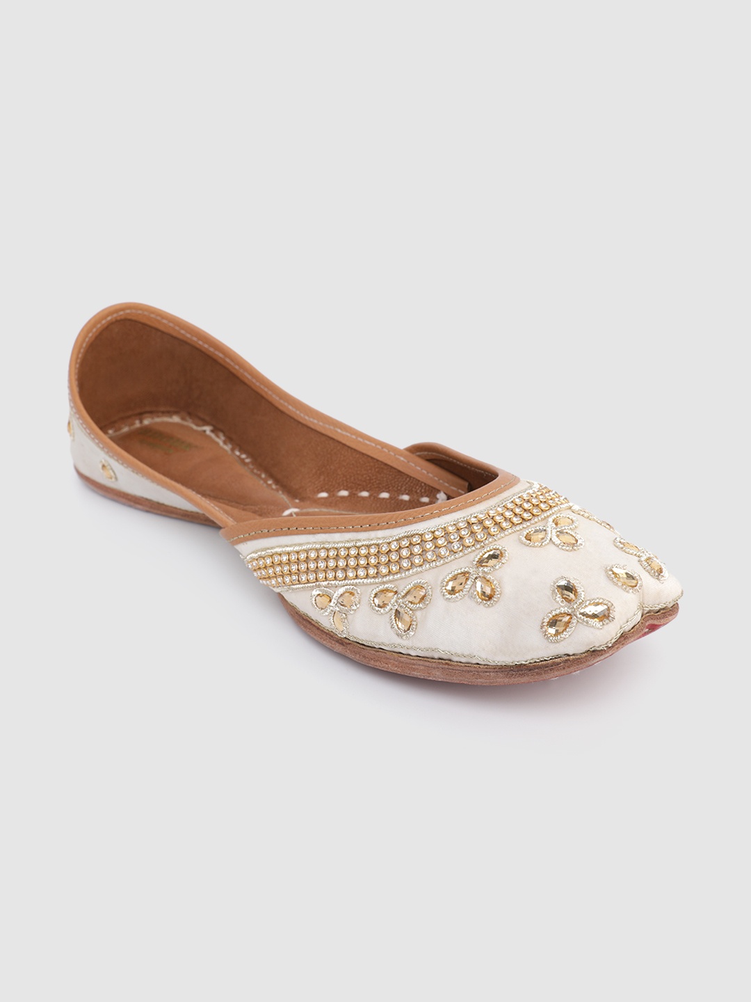 

Anouk Women Off White Embellished Mojaris