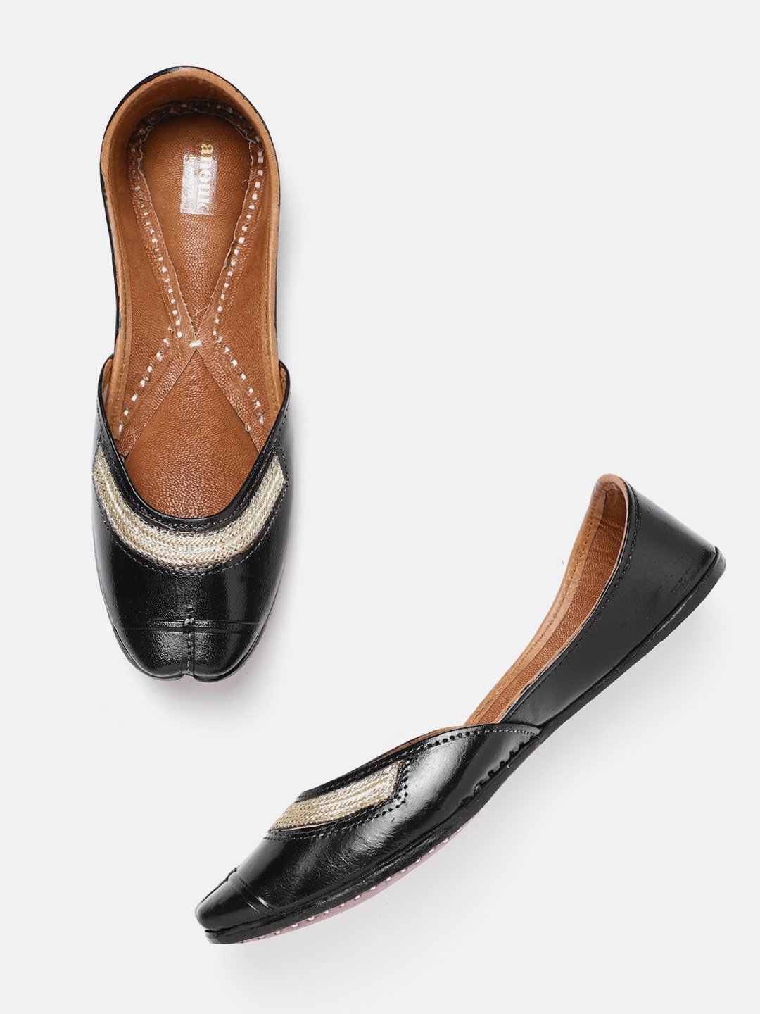 

Anouk Women Black & Gold-Toned Mojaris