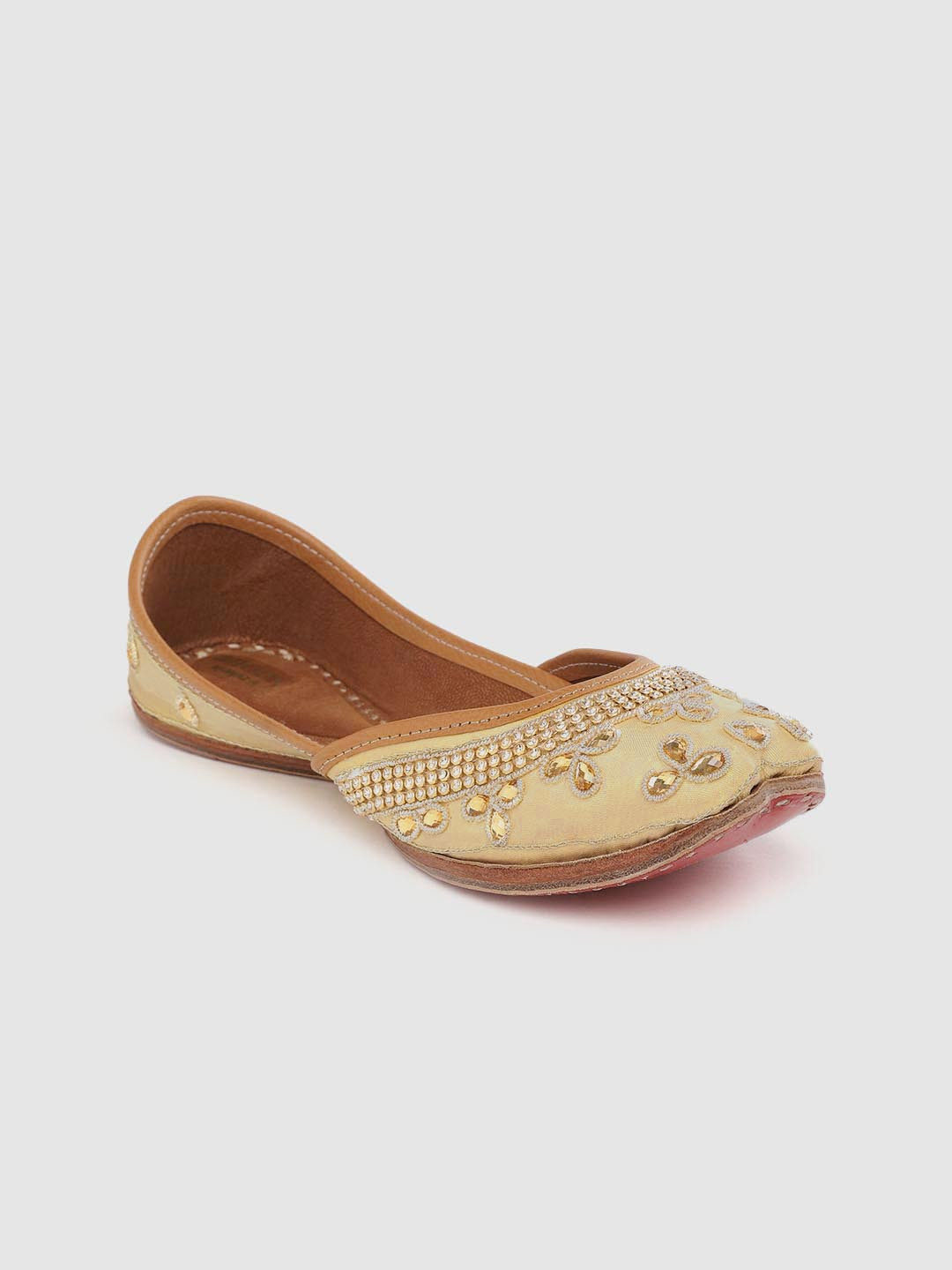 

Anouk Women Beige & Gold-Toned Embellished Mojaris