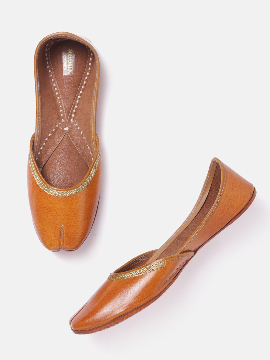 

Anouk Women Tan Brown Solid Handcrafted Mojaris