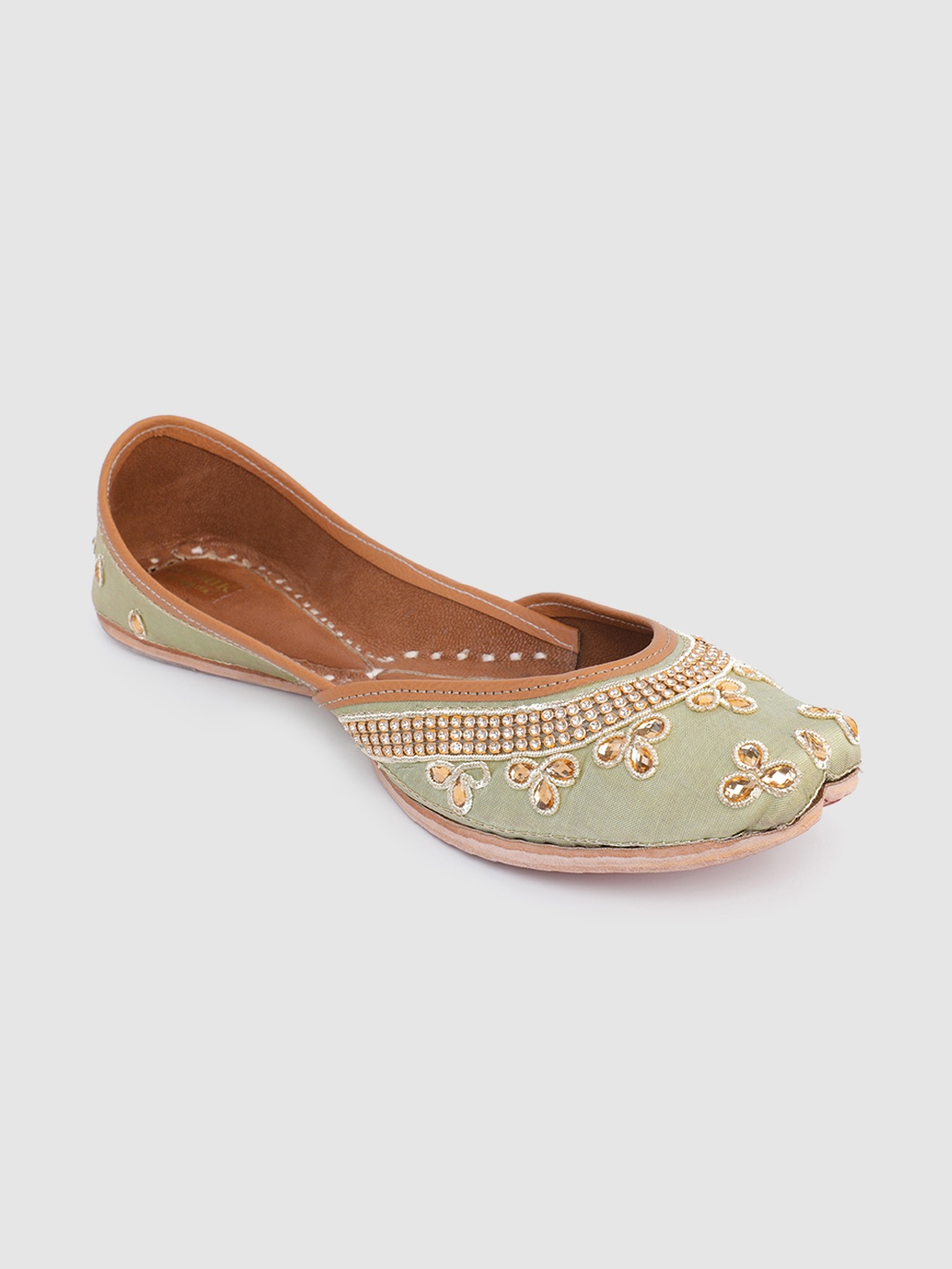 

Anouk Women Light Green Embellished Mojaris