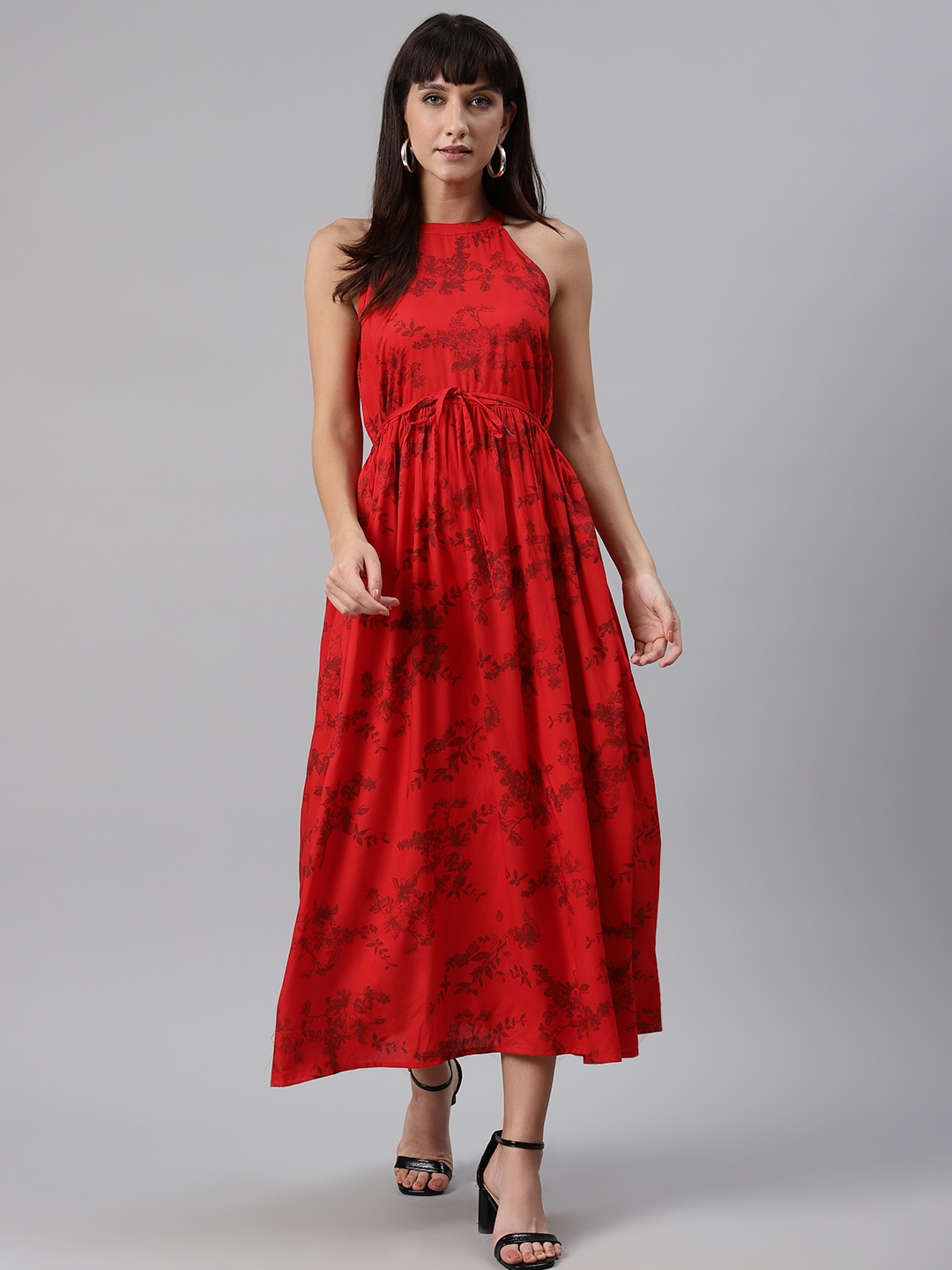 

Meeranshi Women Red Printed Maxi Dress