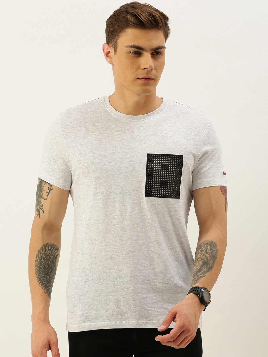 

Being Human Men White Solid Round Neck Pure Cotton T-shirt