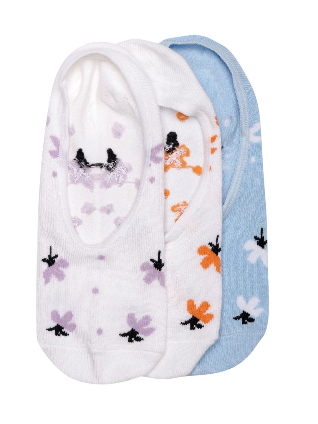 

20Dresses Women Pack of 3 Floral Patterned Shoe Liners, White