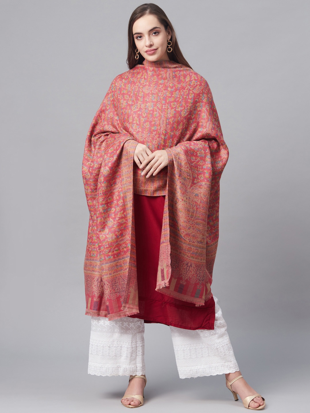 

Pashutsh Women Pink & Beige Jamwar Shawl
