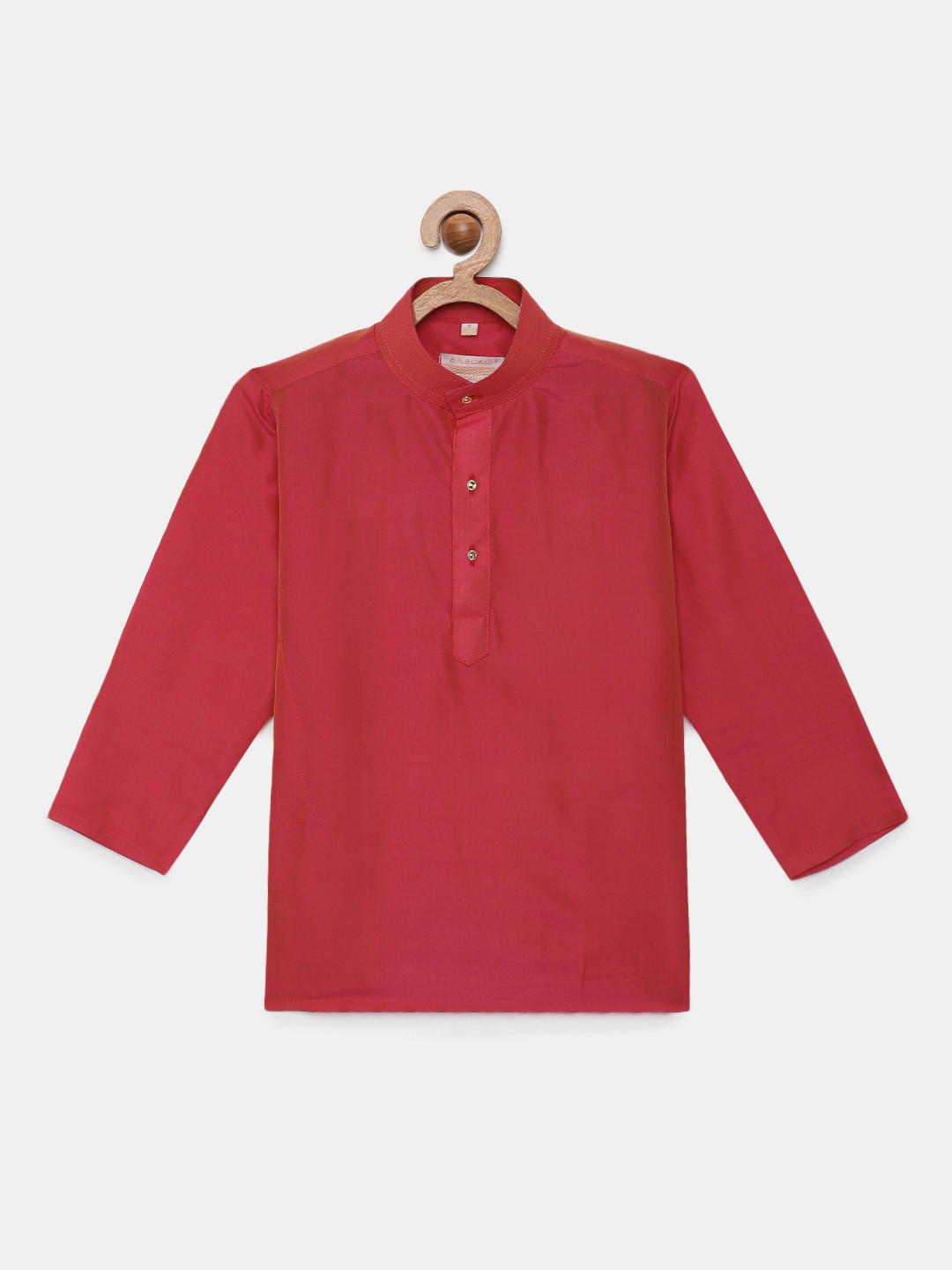 

THANGAMAGAN Boys Red Solid Straight Kurta