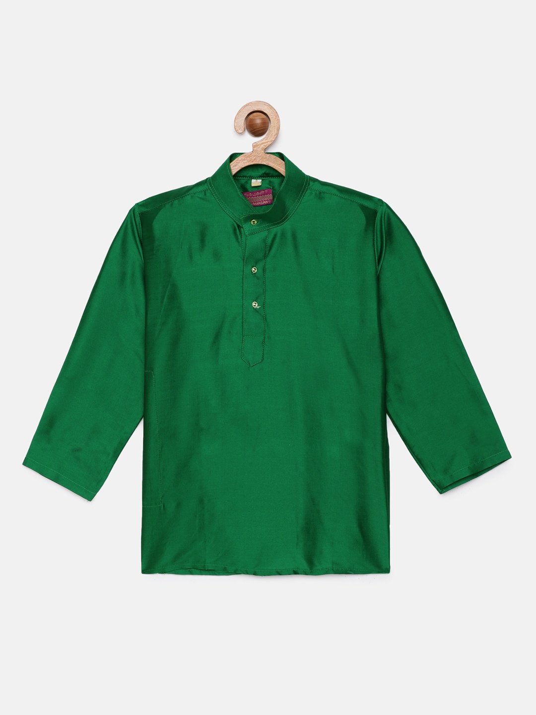 

THANGAMAGAN Boys Green Art Silk Kurta