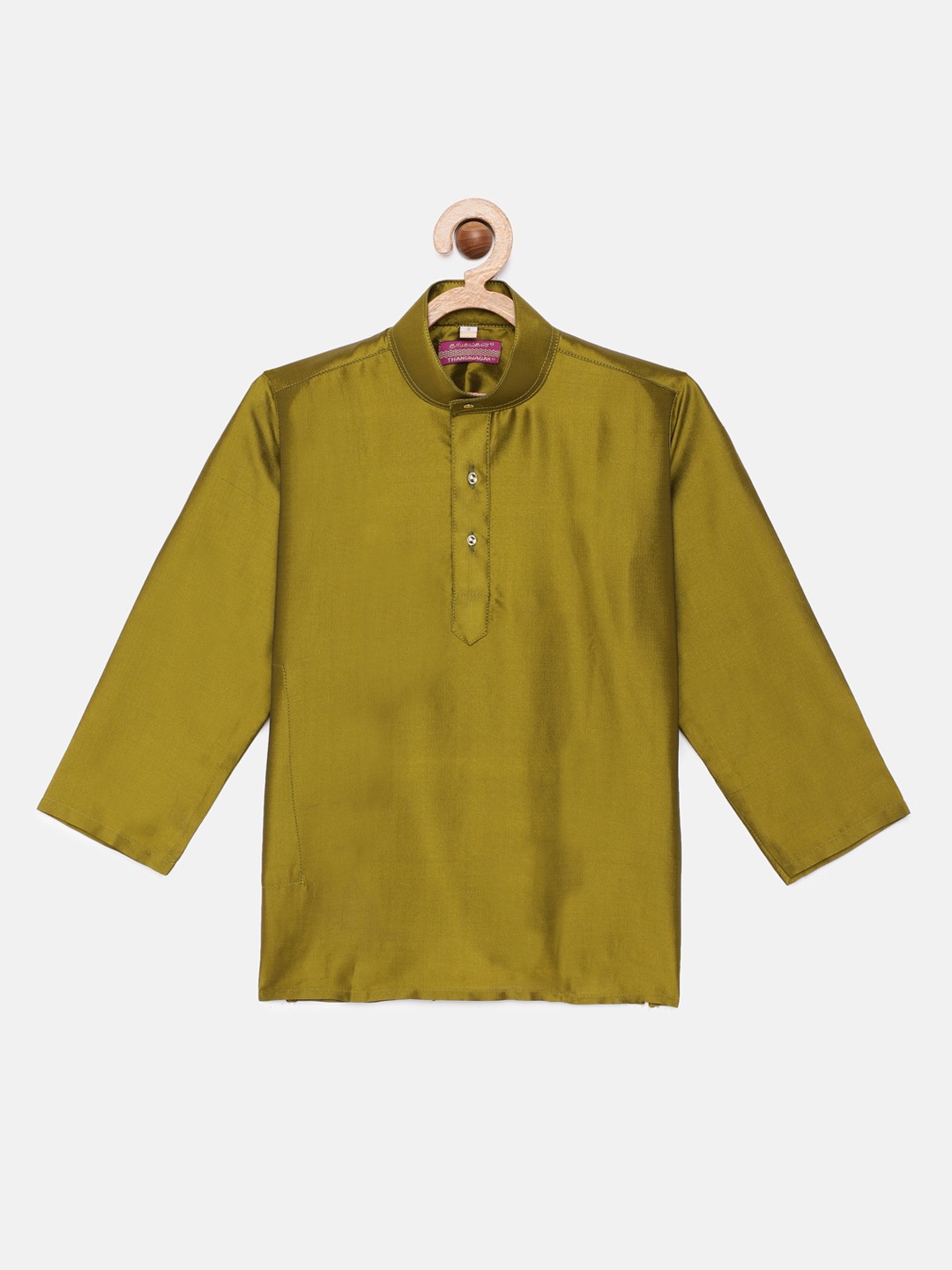 

THANGAMAGAN Boys Olive Solid Kurta