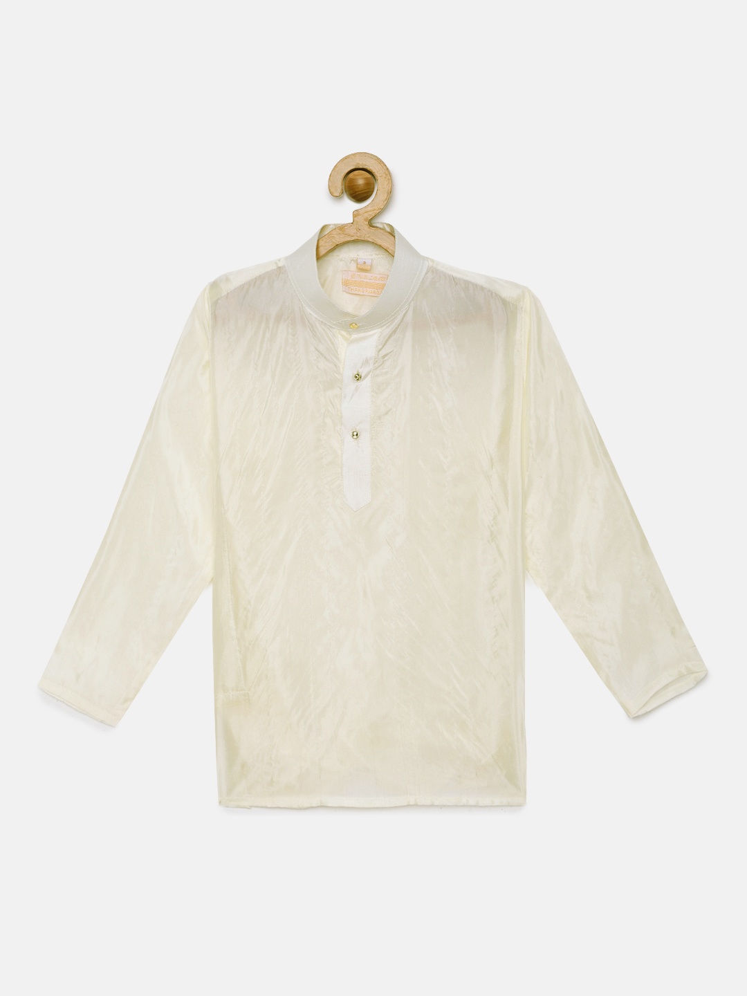 

THANGAMAGAN Boys Cream-Coloured Solid Straight Kurta