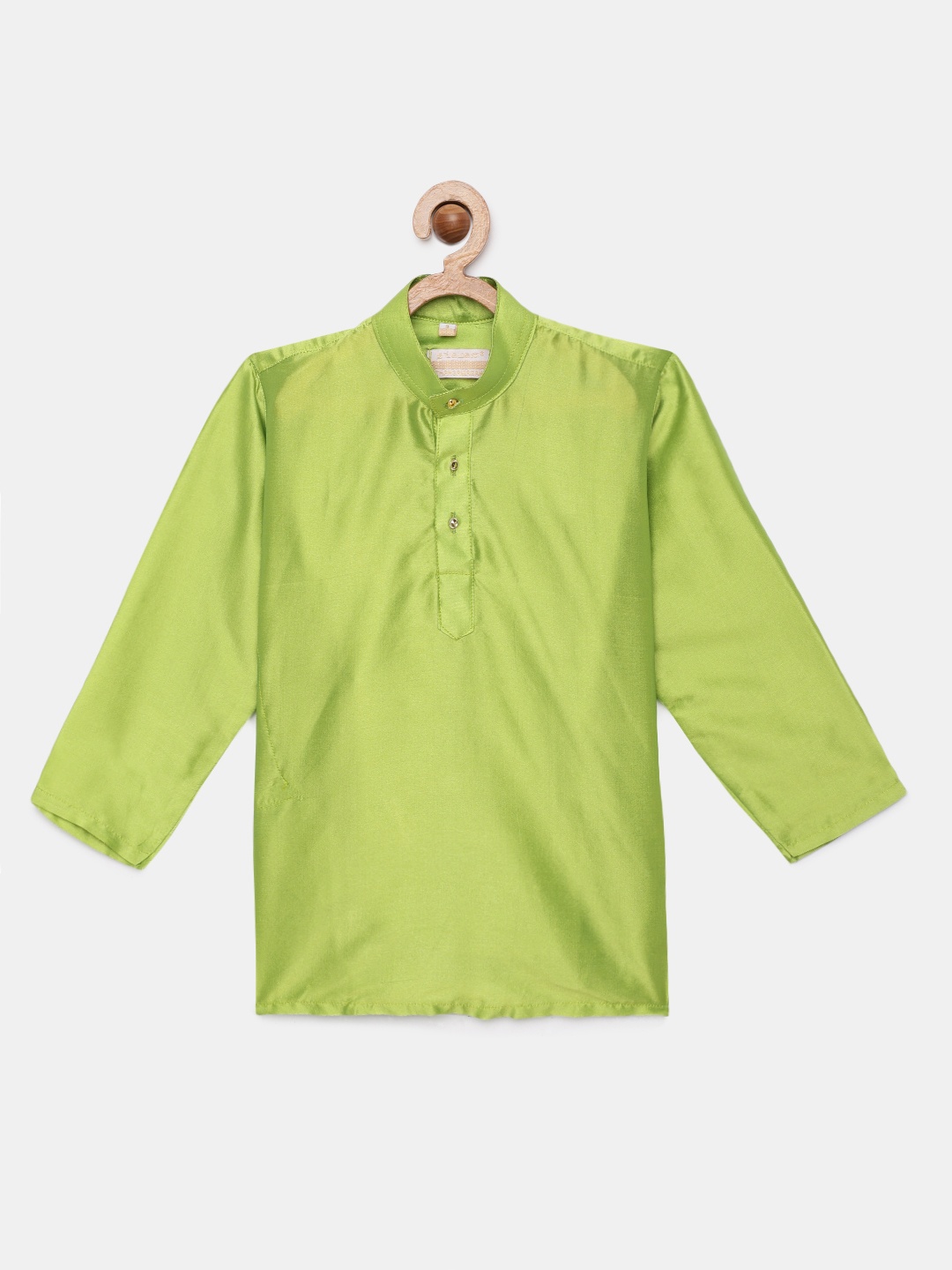 

THANGAMAGAN Boys Green Solid Straight Kurta