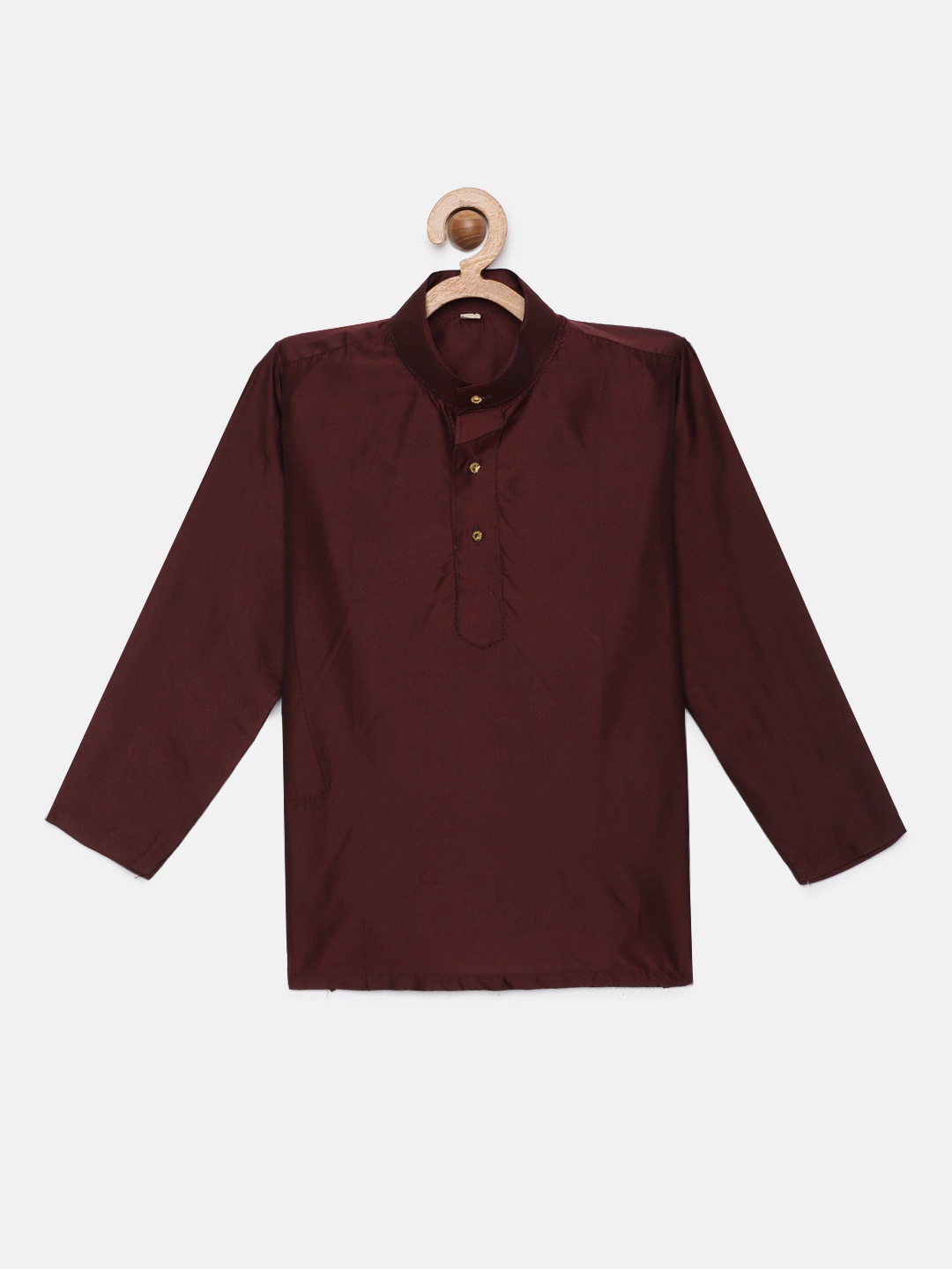

THANGAMAGAN Boys Maroon Solid Straight Kurta