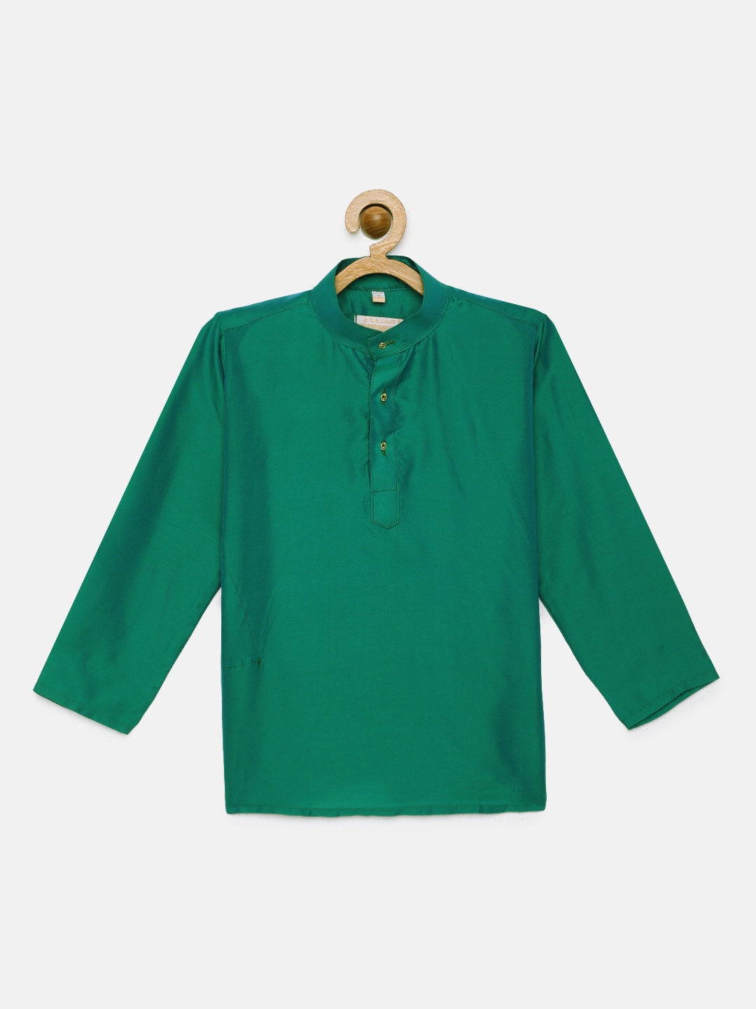 

THANGAMAGAN Boys Green Solid Straight Kurta