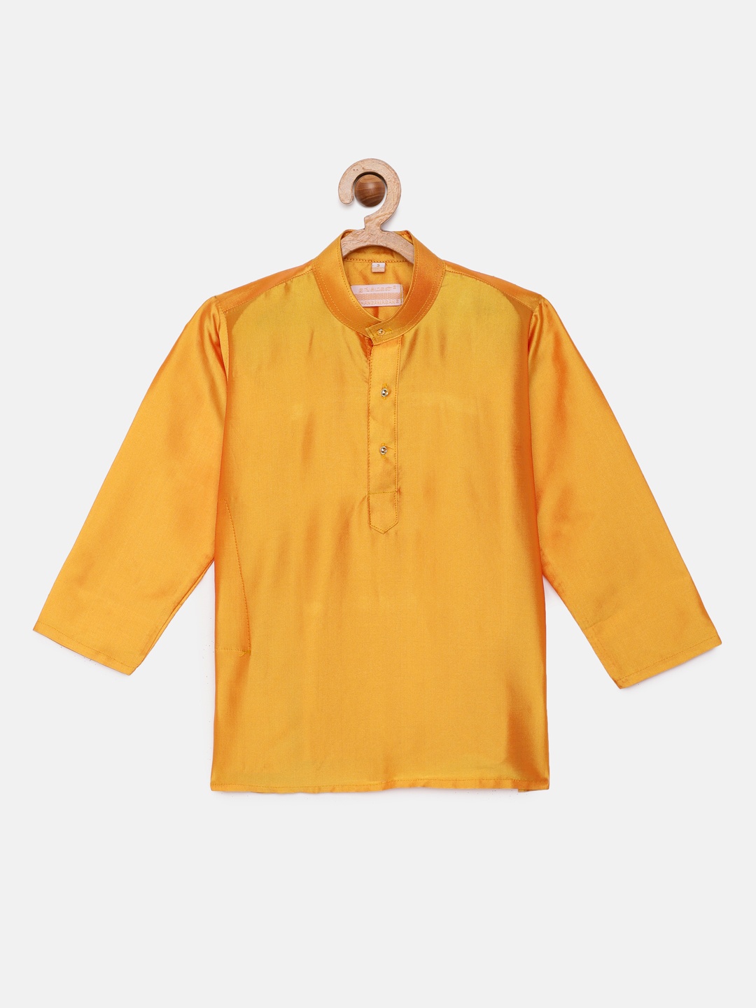 

THANGAMAGAN Boys Orange Art Silk Kurta