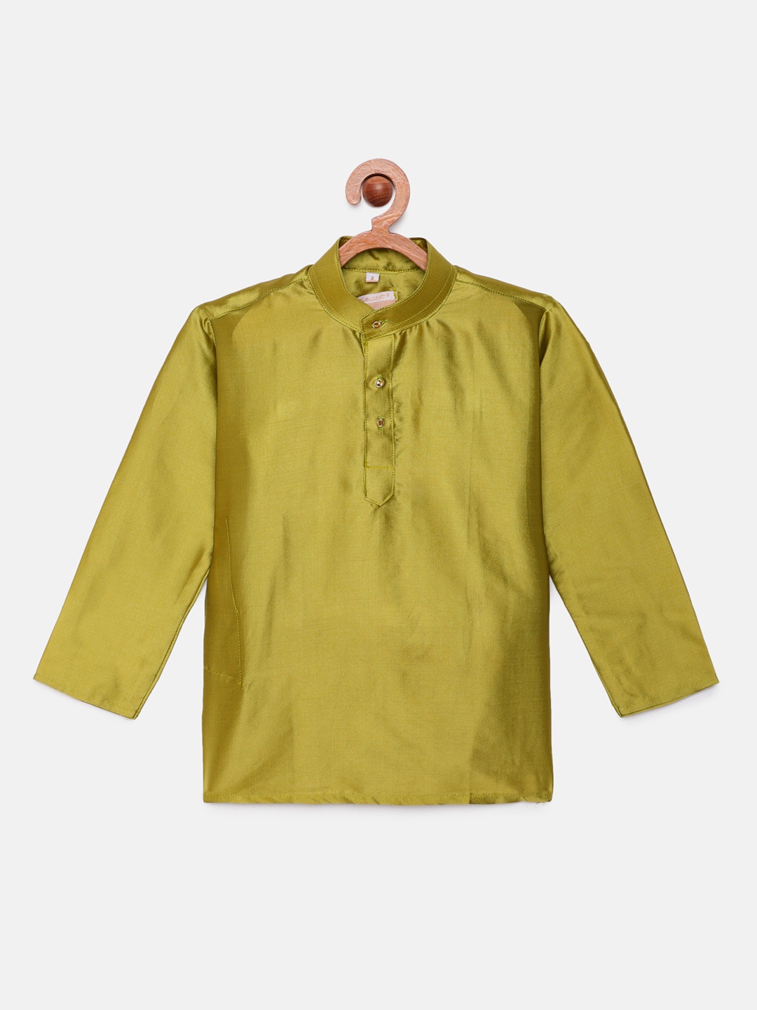 

THANGAMAGAN Boys Green Art Silk Kurta