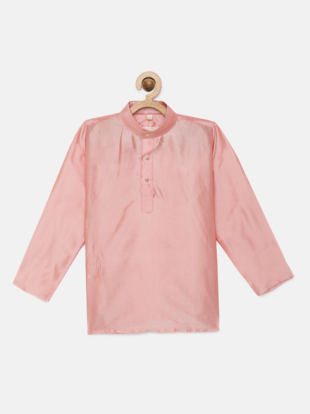 

THANGAMAGAN Boys Pink Solid Straight Kurta