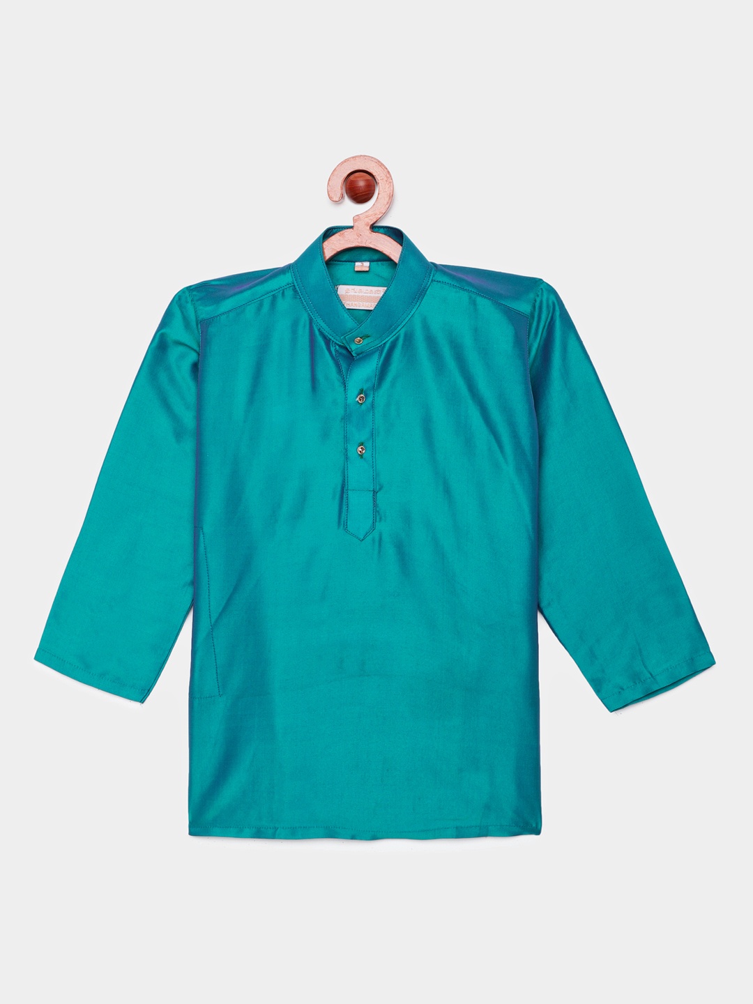 

THANGAMAGAN Boys Green Art Silk Kurta