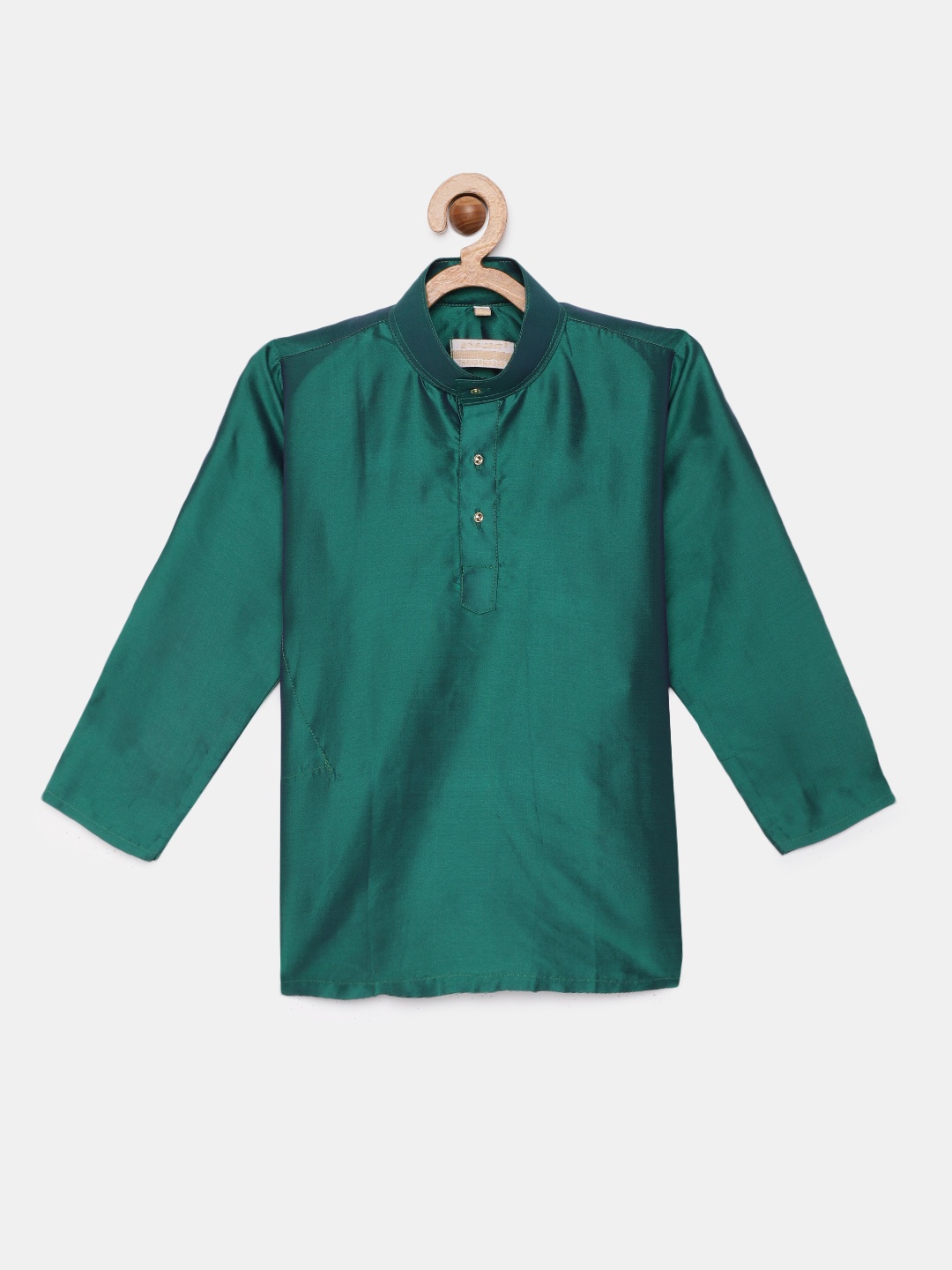 

THANGAMAGAN Boys Green Solid Straight Kurta