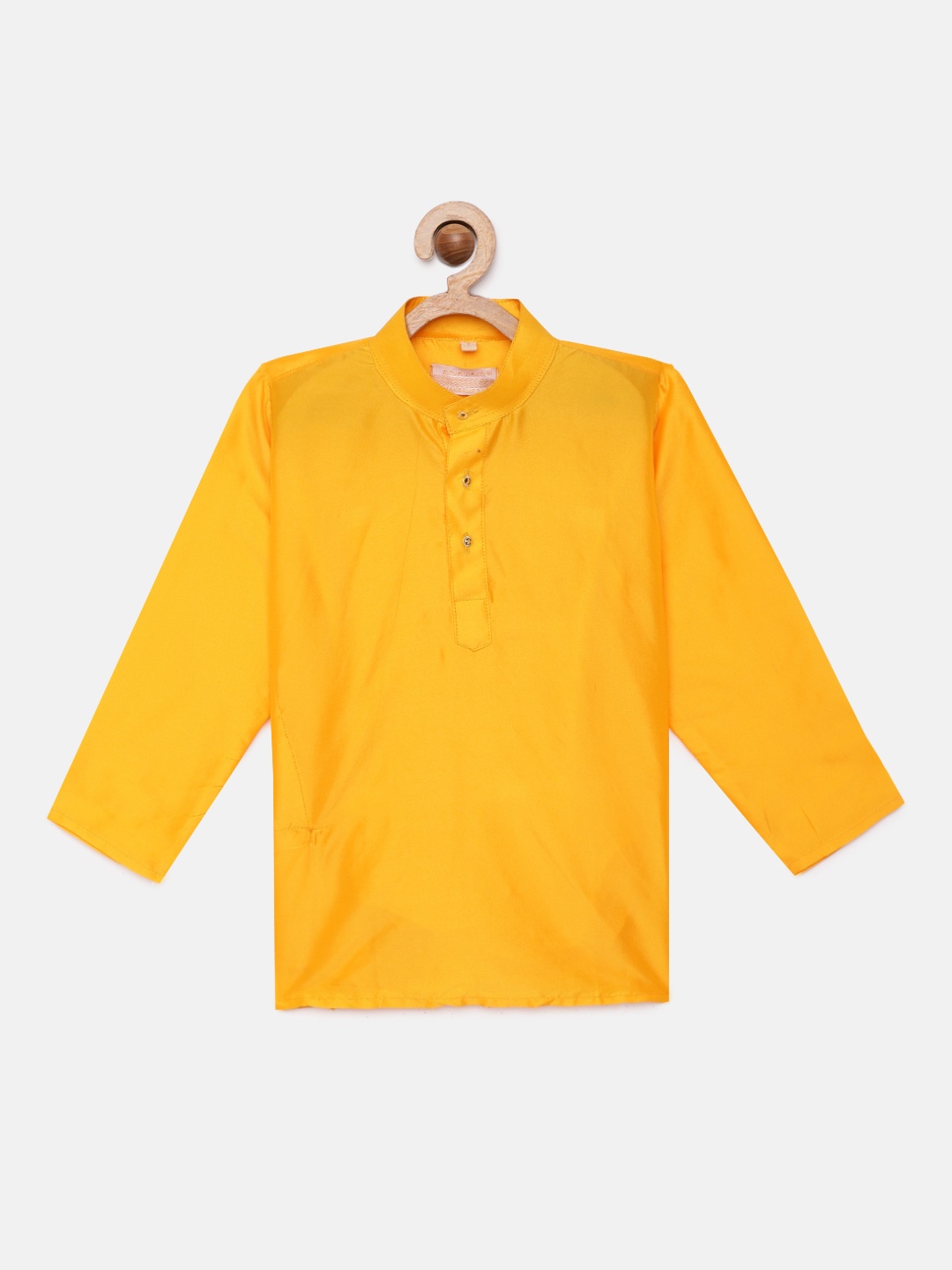 

THANGAMAGAN Boys Yellow Art Silk Kurta