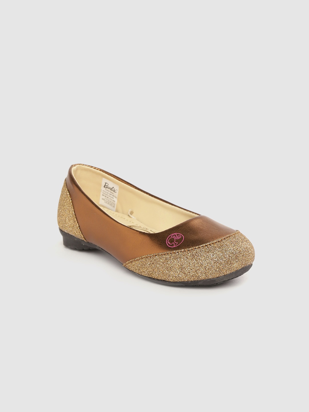 

toothless Girls Gold-Toned & Bronze-Toned Barbie Glitter Ballerinas