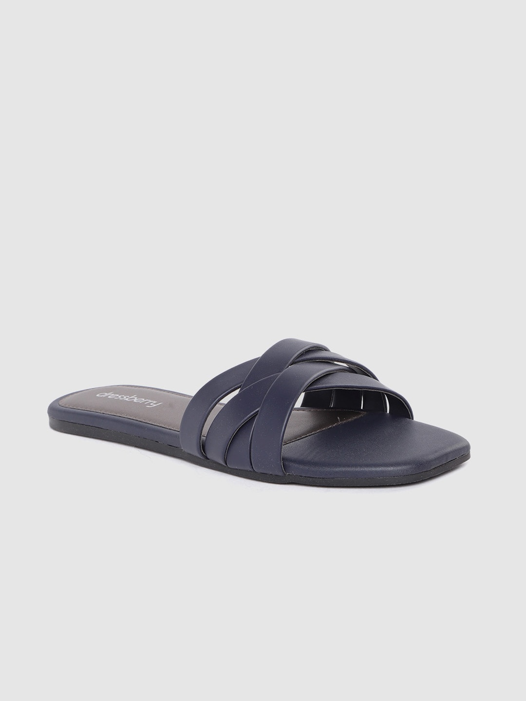 

DressBerry Women Navy Blue Solid Open Toe Flats