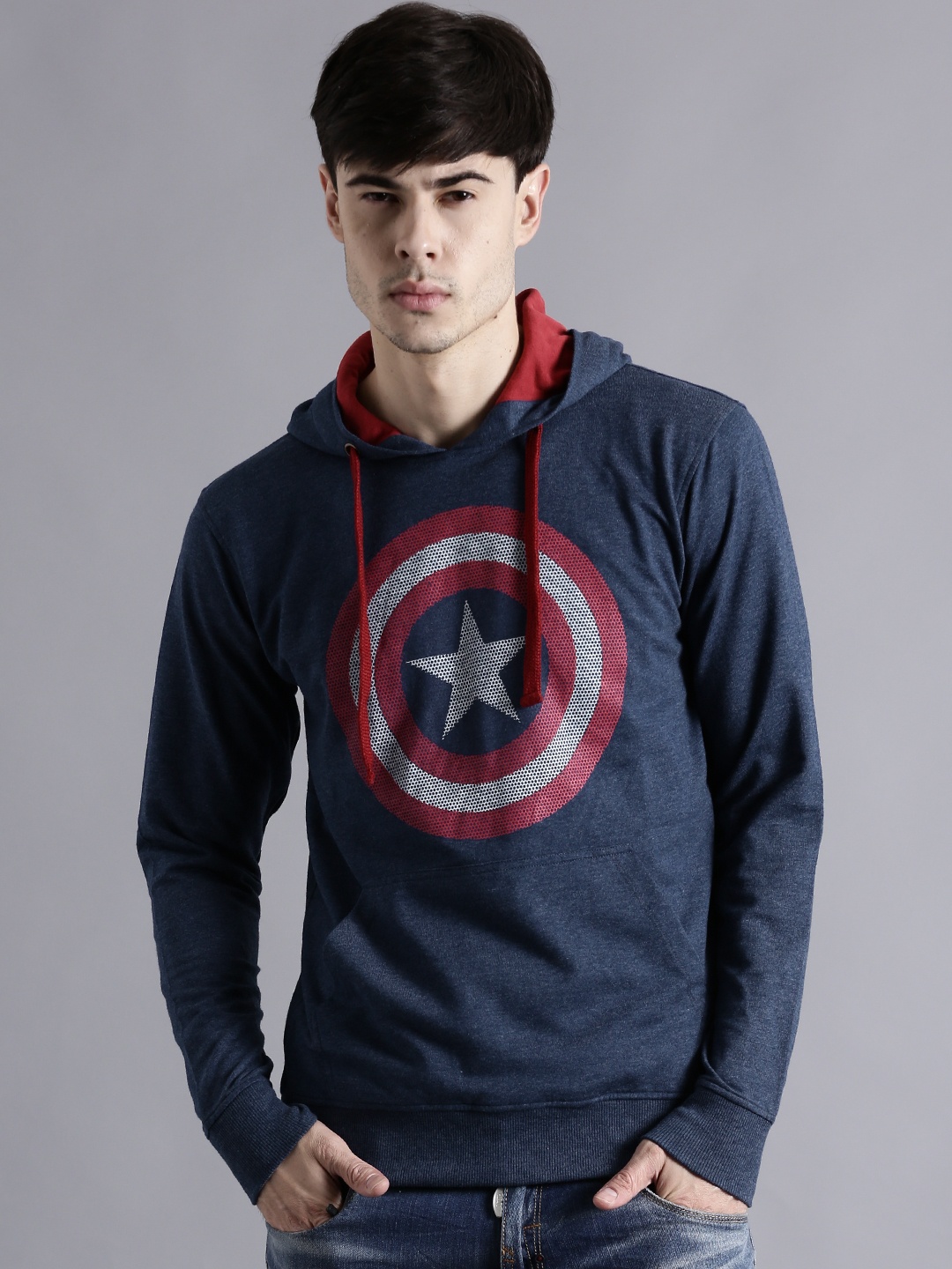 

Kook N Keech Marvel Blue Printed Hooded Sweatshirt