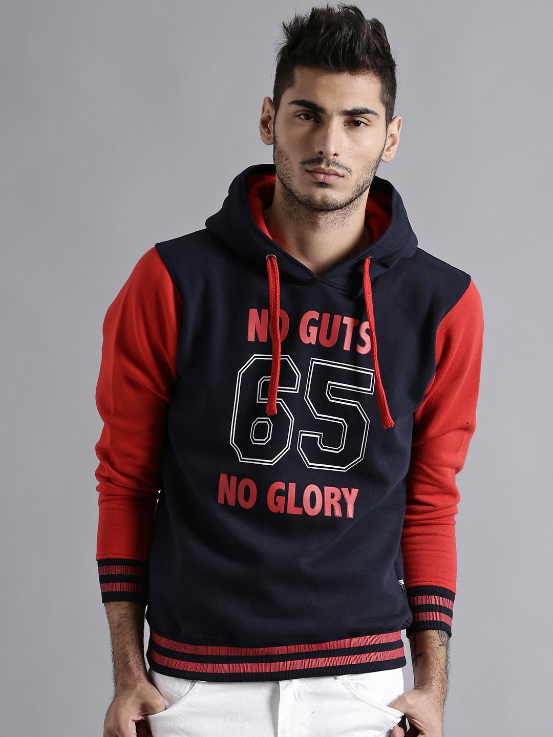

Kook N Keech Navy Printed Hooded Sweatshirt, Navy blue