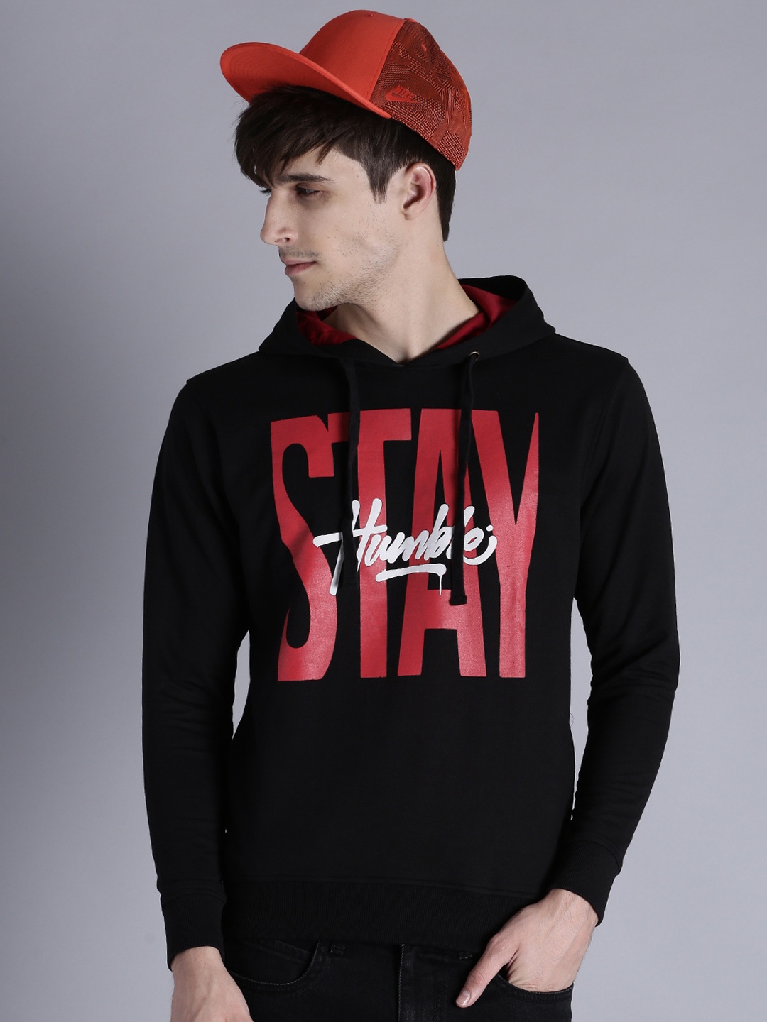 

Kook N Keech Men Black Printed Hooded Sweatshirt