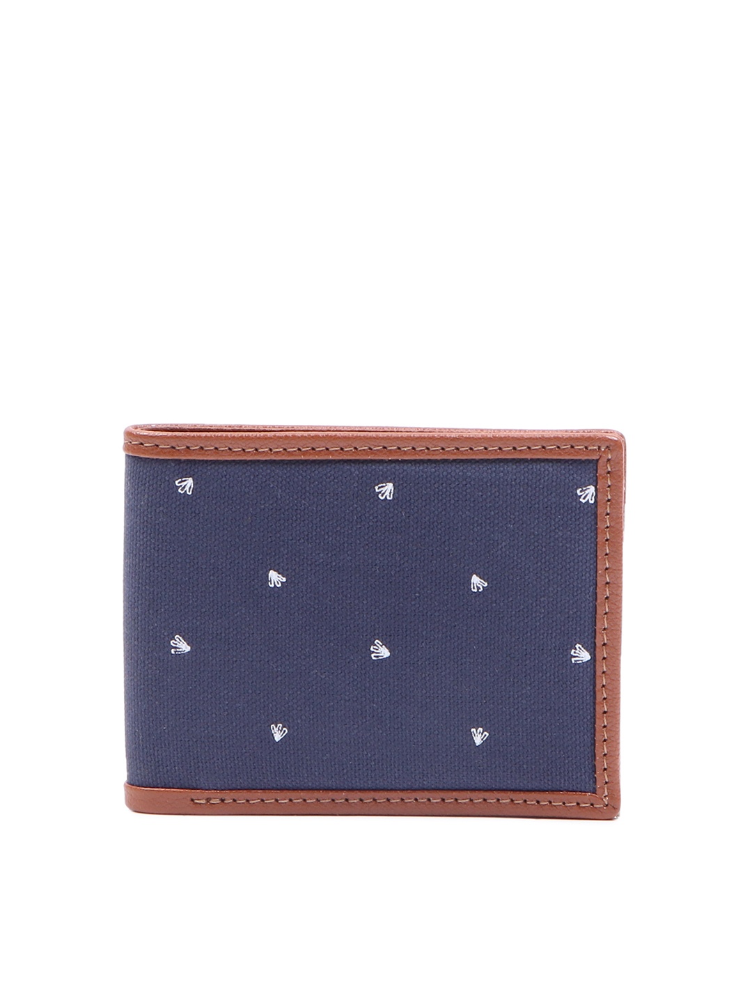 

FOREVER 21 Men Navy Blue & Brown Printed Two Fold Wallet