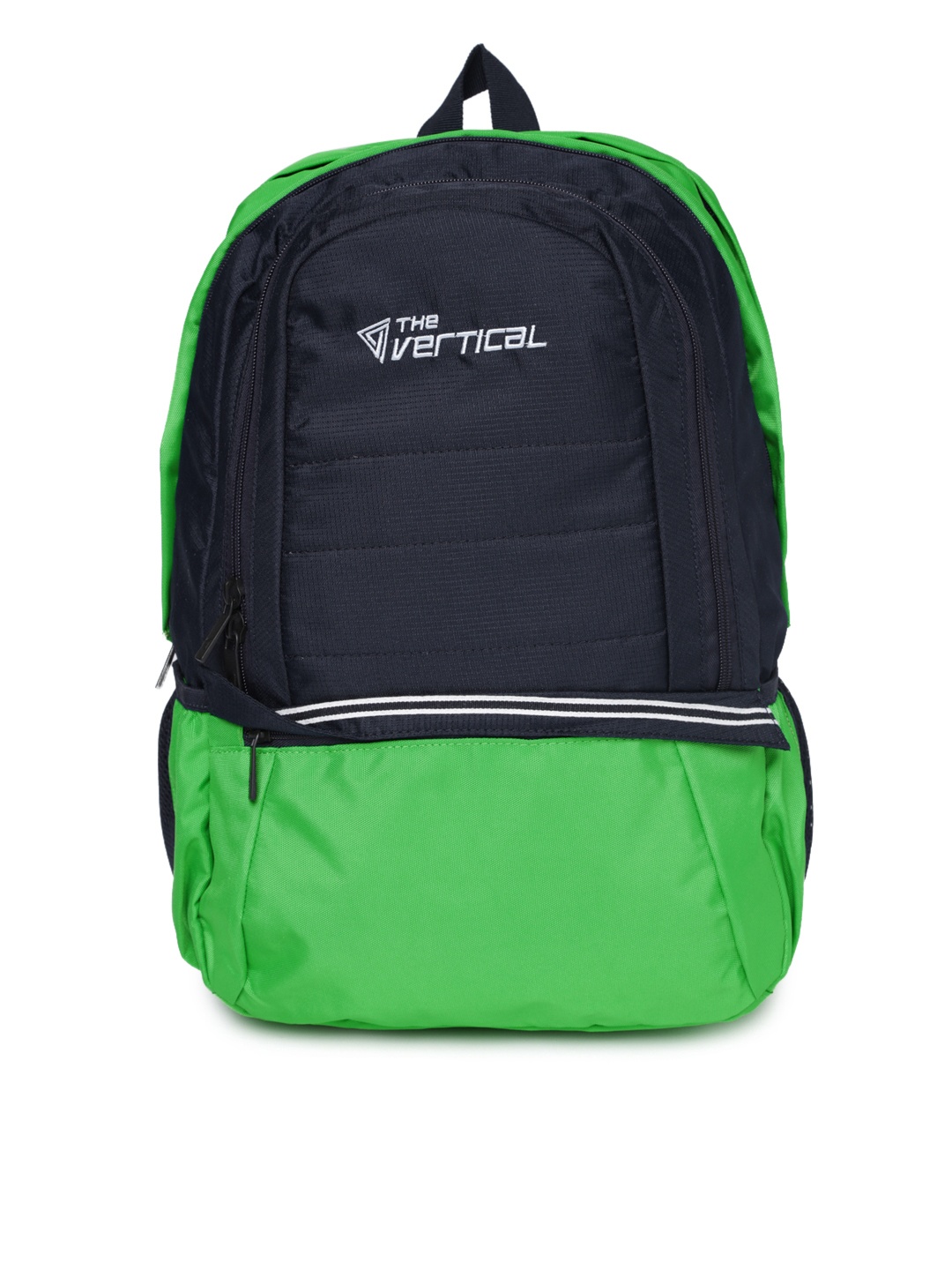 

THe VerTicaL Unisex Navy & Green Laptop Backpack, Navy blue