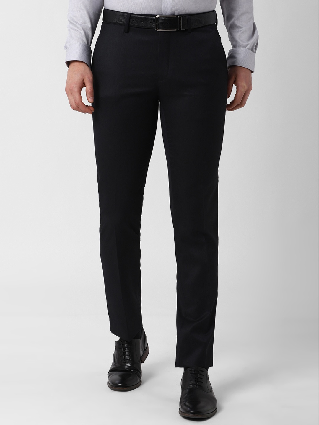 

Peter England Men Navy Blue Slim Fit Solid Formal Trousers